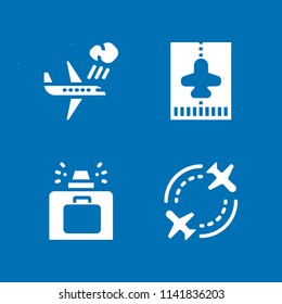 airport icon set. With plane, flight and luggage  vector icons for graphic design and web