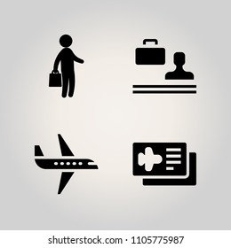 Airport icon set. plane, holiday, fashion and vintage illustration vector icons for web and design