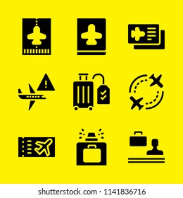 airport icon set. With plane ticket, airplane and airplane ticket  vector icons for graphic design and web