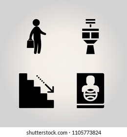 Airport icon set. progress, group, walk and user illustration vector icons for web and design