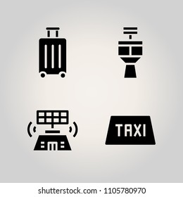 Airport icon set. radar, light, outdoor and bag illustration vector icons for web and design