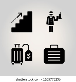 Airport icon set. recreation, work, growth and male illustration vector icons for web and design