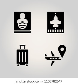 Airport icon set. retro, travel, handbag and caucasian illustration vector icons for web and design