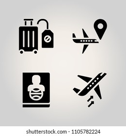 Airport icon set. schedule, pass, citizenship and visa illustration vector icons for web and design