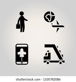 Airport icon set. silhouette, young, team and human illustration vector icons for web and design