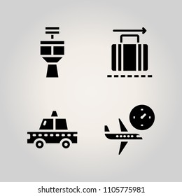 Airport icon set. station, atmosphere, aircraft and sign illustration vector icons for web and design
