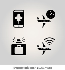 Airport icon set. sunrise, object, safety and screen illustration vector icons for web and design