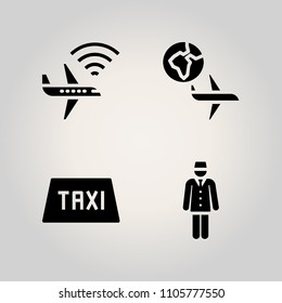 Airport icon set. travel, sunlight, app and airliner illustration vector icons for web and design