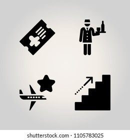 Airport icon set. travelling, urban, smile and girl illustration vector icons for web and design