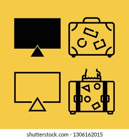 airport icon set with tv sign and suitcase vector illustration