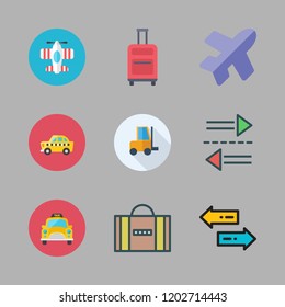 airport icon set. vector set about flight, duty, taxi and airplane icons set.