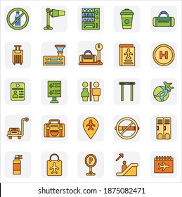 Airport icon set vector full color