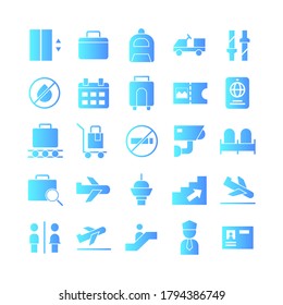 Airport icon set vector gradient for website, mobile app, presentation, social media. Suitable for user interface and user experience