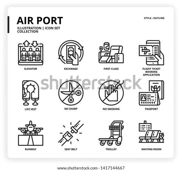 Airport icon set for web design, book, magazine,\
poster, ads, app,\
etc.\
