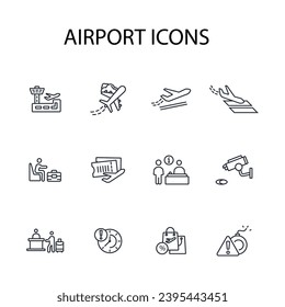 Airport icon set.vector.Editable stroke.linear style sign for use web design,logo.Symbol illustration.