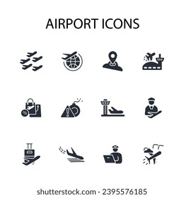 Icono de aeropuerto set.vector.Acto editable.Signo de estilo lineal para uso diseño web,logotipo.Ilustración de símbolo.