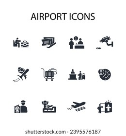 Airport icon set.vector.Editable stroke.linear style sign for use web design,logo.Symbol illustration.