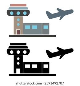 airport icon, simple flat style, illustration, logo sign symbol pictogram template, for ui or ux isolated on white for mobile app, editable