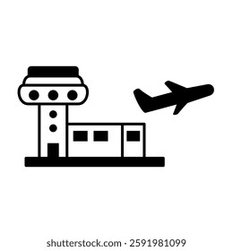 airport icon, simple flat style, illustration, logo sign symbol pictogram template, for ui or ux isolated on white for mobile app, editable