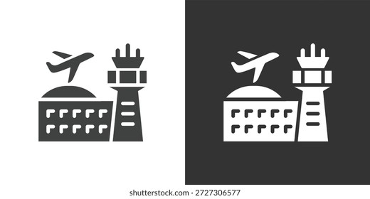Icono del aeropuerto. Icono de la serie de glifos sólidos