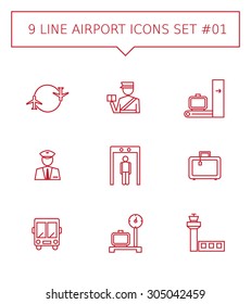 Airport Icon. Vector Thin line icon. Good for presentation, training, marketing, design, web. Can be used for creative template, logo, sign, craft. Isolated on white background.