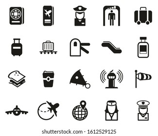 Airport Icons Black & White Set Big