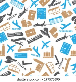 airport icons color seamless pattern eps10