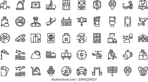 Iconos de aeropuerto . Colección de iconos vectoriales de alta calidad con trazo editable. Ideal para Profesional y Proyectos Creativos.