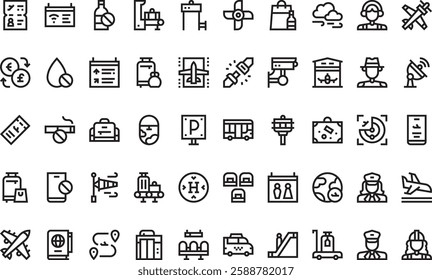 Airport icons High-Quality Vector Icons Collection with Editable Stroke. Ideal for Professional and Creative Projects.