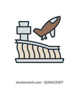 airport icons isolated on White Background. Flat style design