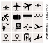 airport icons on white background