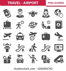 Airport Icons. Professional, pixel perfect icons depicting various airport and travel concepts. EPS 8 format.