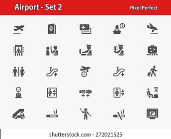 Airport Icons. Professional, pixel perfect icons optimized for both large and small resolutions. EPS 8 format.