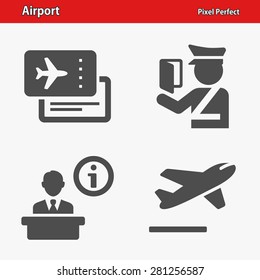 Airport Icons. Professional, pixel perfect icons optimized for both large and small resolutions. EPS 8 format.