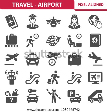 Airport Icons. Professional, pixel perfect icons depicting various airport and travel concepts. EPS 8 format.