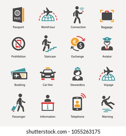Airport icons set