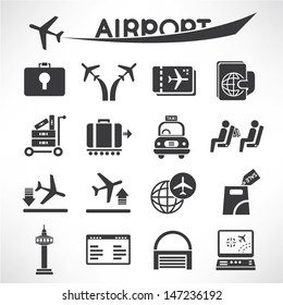 Airport Icons Set, Airline Icons Set, Vector