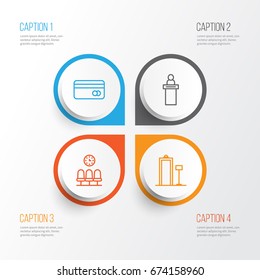 Airport Icons Set. Collection Of Security Scanner, Registration Service, Plastic Card And Other Elements. Also Includes Symbols Such As Seats, Card, Room.
