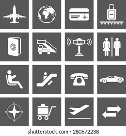 Airport icons set. Eps-10.