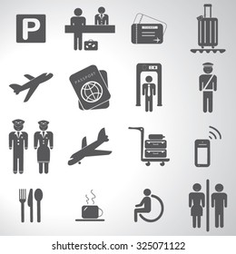 Airport icons set illustration
