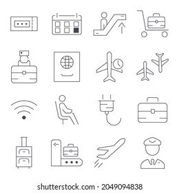 Airport icons set. Airport pack symbol vector elements for infographic web