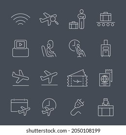 Airport icons set. Airport pack symbol vector elements for infographic web