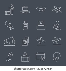 Airport icons set. Airport pack symbol vector elements for infographic web