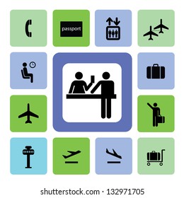 Airport icons set for use