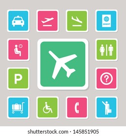 Airport icons set for use 