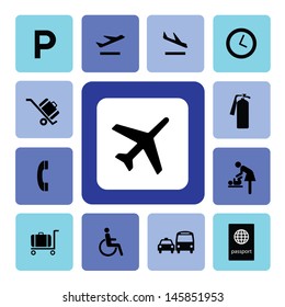 Airport icons set for use 