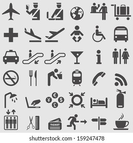 Airport icons set. Vector