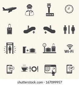  Airport icons set. Vector