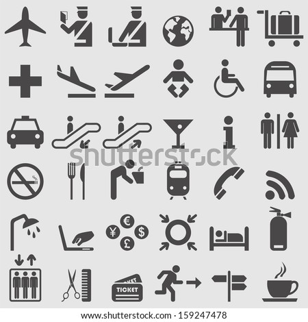 Airport icons set. Vector