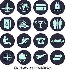 Airport icons set For Web & Mobile. Eps-10.